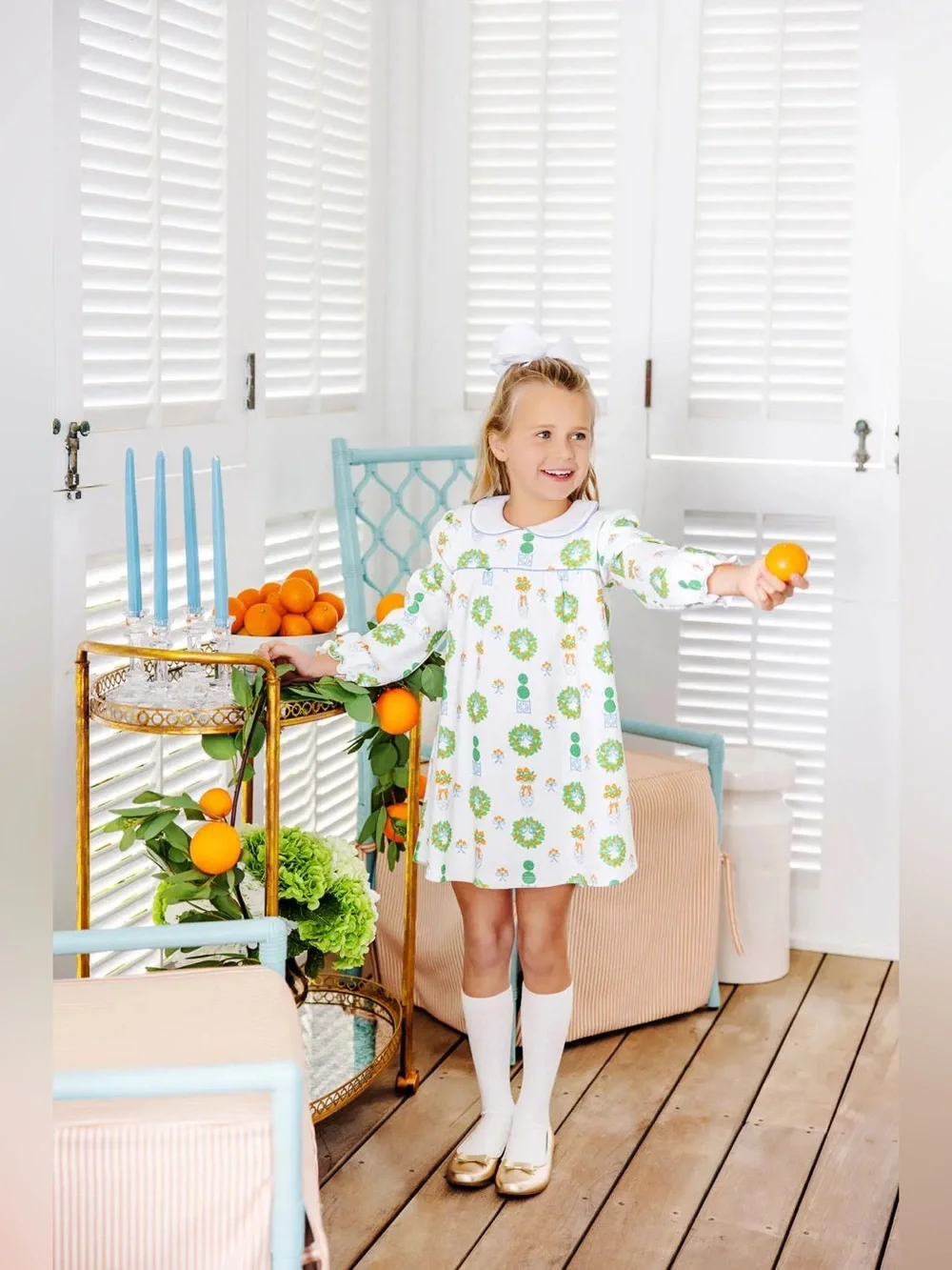 TBBC The Beaufort Bonnet Company Maerin Fitz Frock Dress White Blue 6-12 months